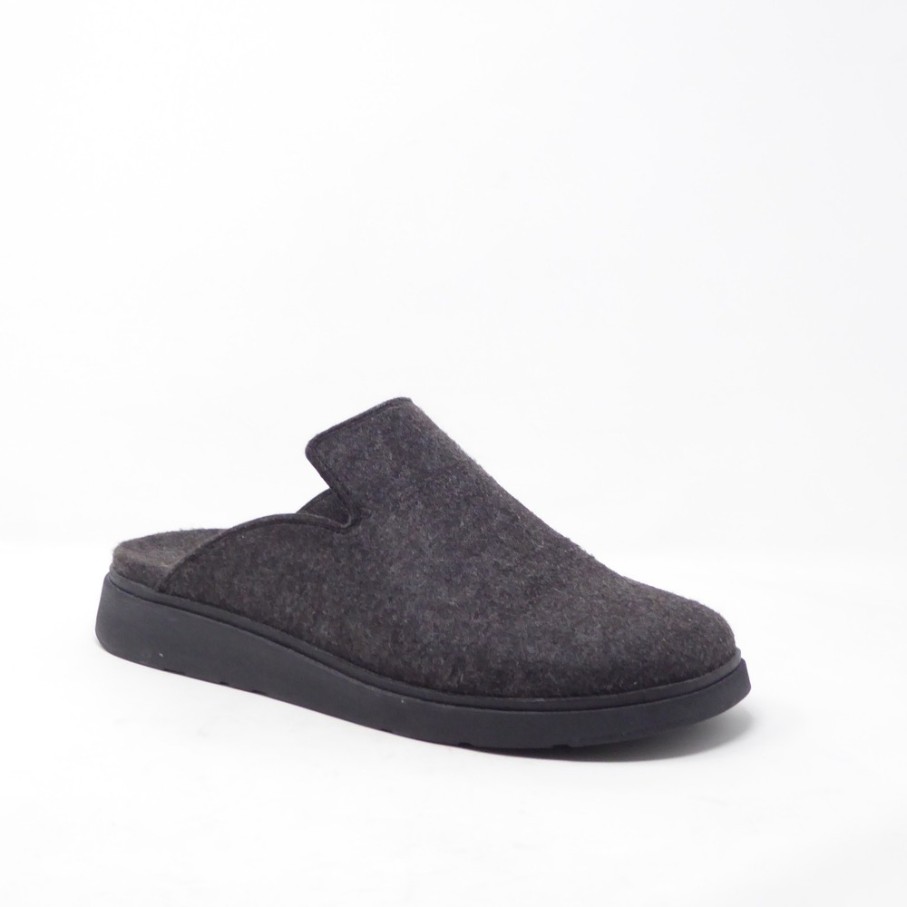 FitFlop Mens GEN-FF E01 Felt Mules All Black Gray Clog Slippers Size 13